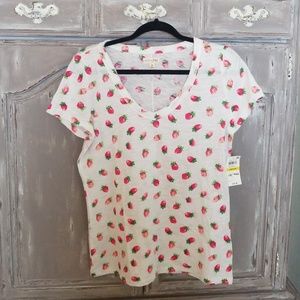Maison Jules Cotton Strawberry Print T-Shirt